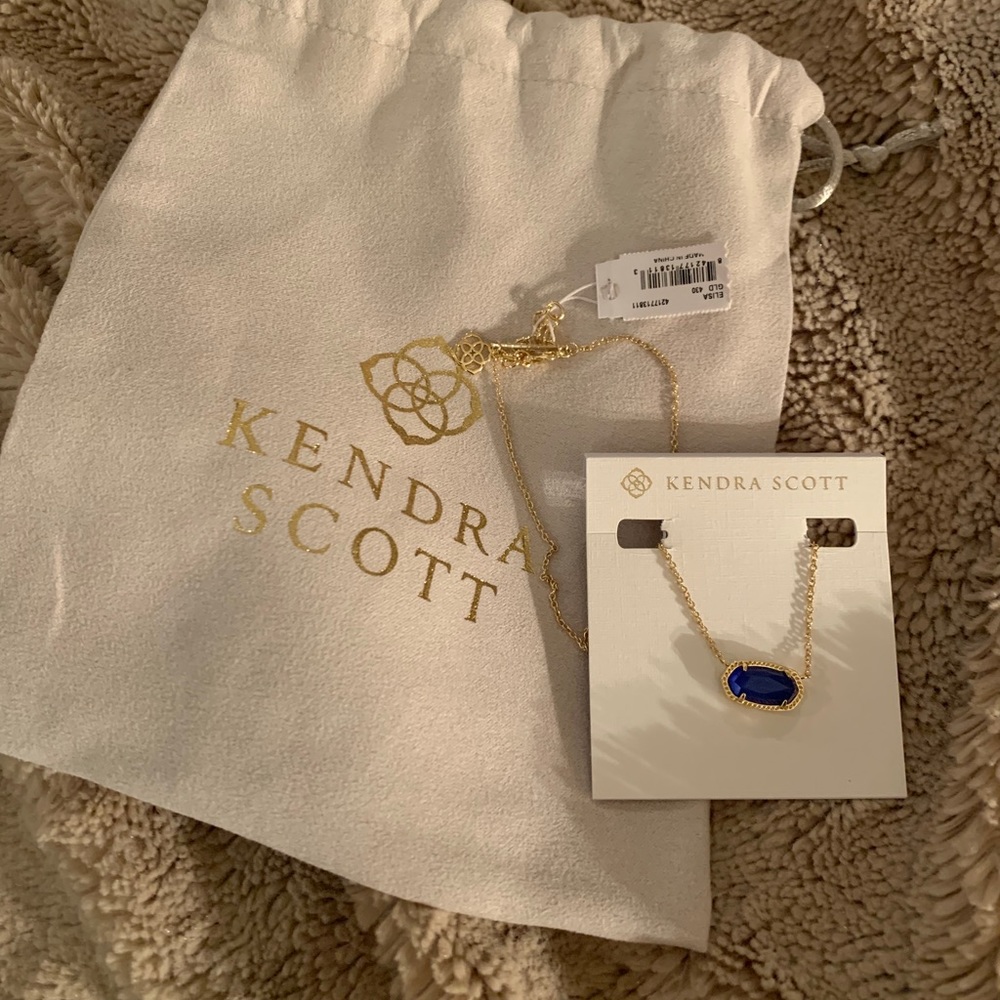 NWT - Kendra Scott Elisa Gold Pendant Necklace in Cobalt Cat's Eye